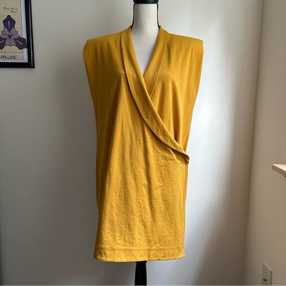 Zara Gold Sleeveless Shoulder Pad Mini Wrap Dress - Picture 3 of 7